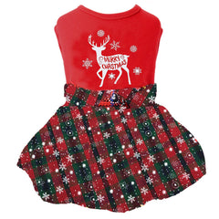 Kosiyi dog Christmas plaid dress with bowknot enhances festive look for small dogs.