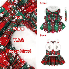 Kosiyi dog christmas sweater dress plaid knit closeup highlights soft breathable fabric.