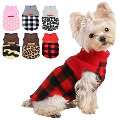 Kosiyi dog christmas sweater plaid red, front view, cozy warmth for small breeds.