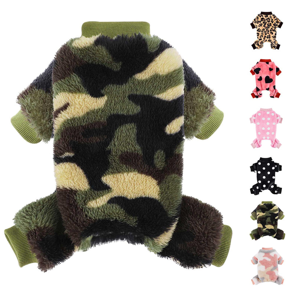Kosiyi dog pajamas flannel-onesie provides cozy warmth for tiny dogs.