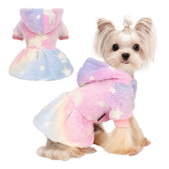 Kosiyi dog sweater hoodie in pink star for small dogs; warm daily wear