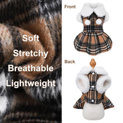 Kosiyi dog sweater leash set walk demonstrates integrated D ring for easy strolling