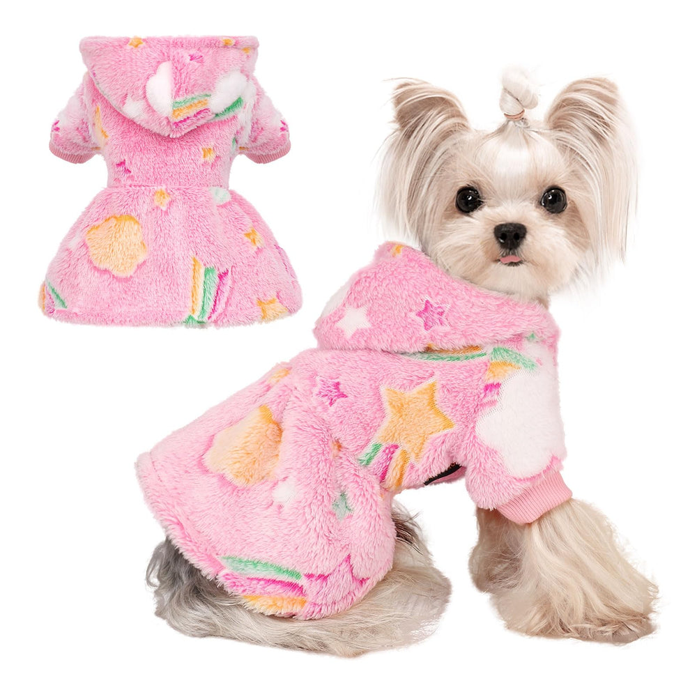Kosiyi dog sweater pink rainbow front view keeps small dogs cozy
