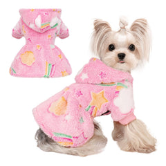 Kosiyi dog sweater pink rainbow hoodie offers cozy warmth for small dogs