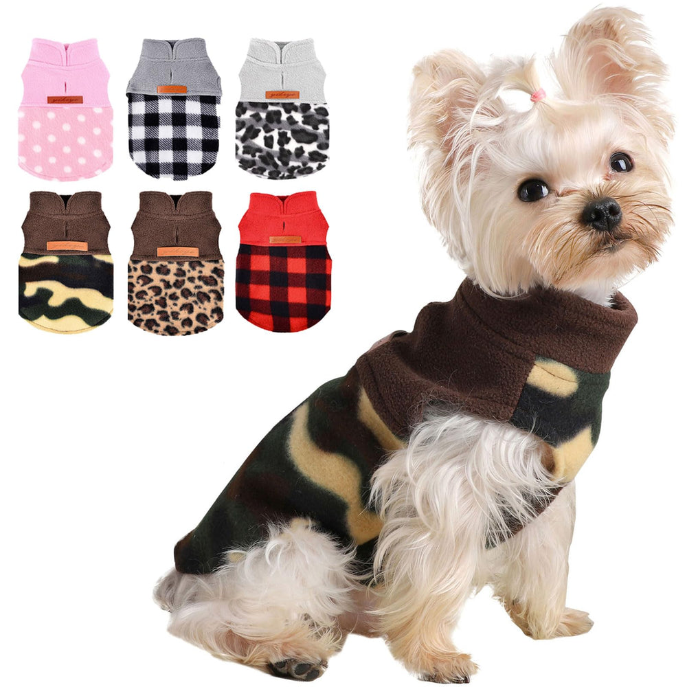 Kosiyi dog sweater plaid front view keeps small dogs warm on chilly walks.