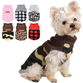 Kosiyi dog sweater plaid front view keeps small dogs warm on chilly walks.