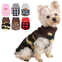 Kosiyi dog sweater plaid front view keeps small dogs warm on chilly walks.
