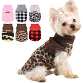 Kosiyi leopard fleece vest dog sweater provides cozy warmth for small breeds.