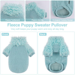 Kosiyi cyan back view shows full-coverage warmth for tiny breeds.