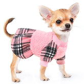 Kosiyi XXS pink front view small dog sweater keeps tiny pups snug for chilly walks