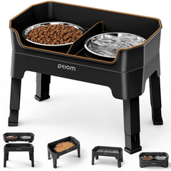KPWACD 3-in-1 elevated dog bowls stand reduces neck strain during meals