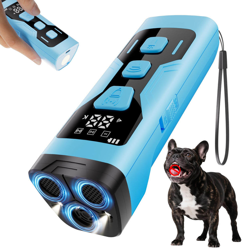 KQMOP dog bark deterrent with 3x ultrasonic coverage for broader outdoor training.