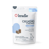 Kradle Calming Chews packaging shows label for easy calming support