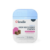 Kradle Skin Recovery Chews bottle label highlighting daily skin support for dogs.