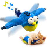 KreizyGo blue-bird with flapping wings engages cats in interactive play.