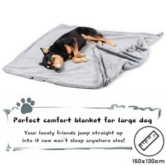 Kritter Planet dog blanket 50x60 on bed showing large coverage.