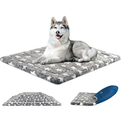 KROSER Fancy Crate Pad Bed grey star pattern, side view highlighting cozy warmth option