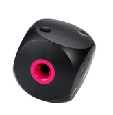 Kruuse BUSTER Cube large black front view shows interactive puzzle for slow feeding