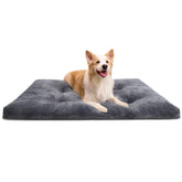 KSIIA dog crate bed flannel top view highlights plush surface for calm naps