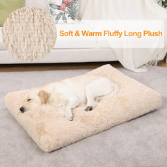 KSIIA camel dog crate bed showing soft skin-friendly flannel surface for large dogs