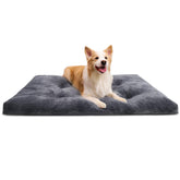 KSIIIA dog crate bed front view highlights plush padding for joint support