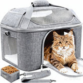 KTSOLRA top-expandable pet carrier fits under airplane seats for small cats and dogs.