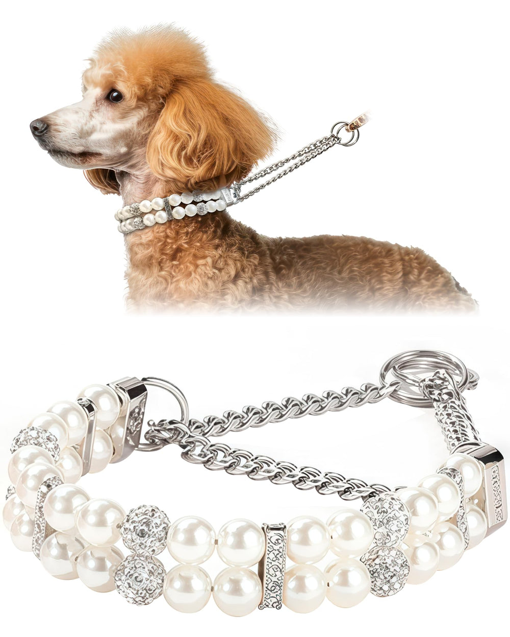 KUDES luxury martingale collar pearls closeup for stylish daily walks