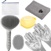 KUEIOX 6-in-1 grey pet grooming kit packaging for quick home setup and organization.