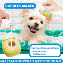 KUEIOX bath brush adds a soothing massage while cleaning coat and skin.