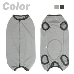 Kukaster Pet recovery suit gray with snap-buttons eases dressing and reduces stress for your pet.