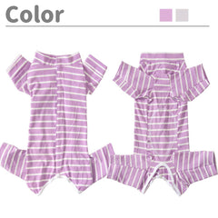 Kukaster Pet recovery suit side profile purple-white stripe XL designed for full coverage