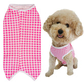 Kukaster Pet recovery suit puppy closeup protects wounds while remaining soft and breathable.