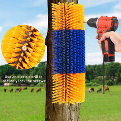 KUNBEIEN Livestock Scratch Brush Kit yellow product display highlighting visibility and durable finish.