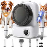 KungFuPet dog grooming vacuum-dryer front view in white, compact storage-friendly design.