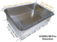 KUNWU stainless steel pet litter box top view displays 18x14 inch footprint