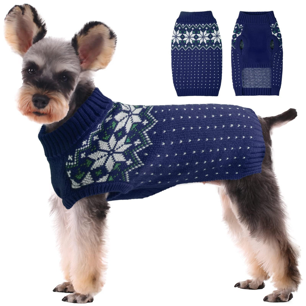 Kuoser dog christmas sweater front view shows cozy knit for warm winter walks.