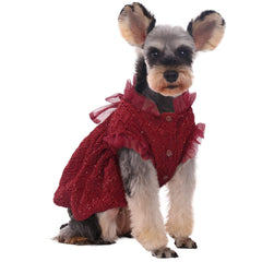 Kuoser dog dress with bowknot, red front view for princess styling
