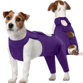 Kuoser dog recovery suit rear legs purple M full view for protection