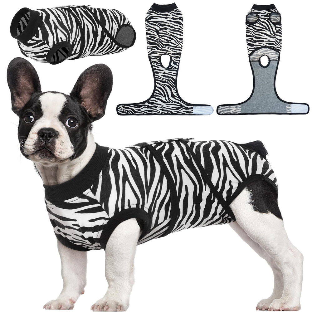 Kuoser dog surgery recovery suit back view shows snug fit for post-op healing