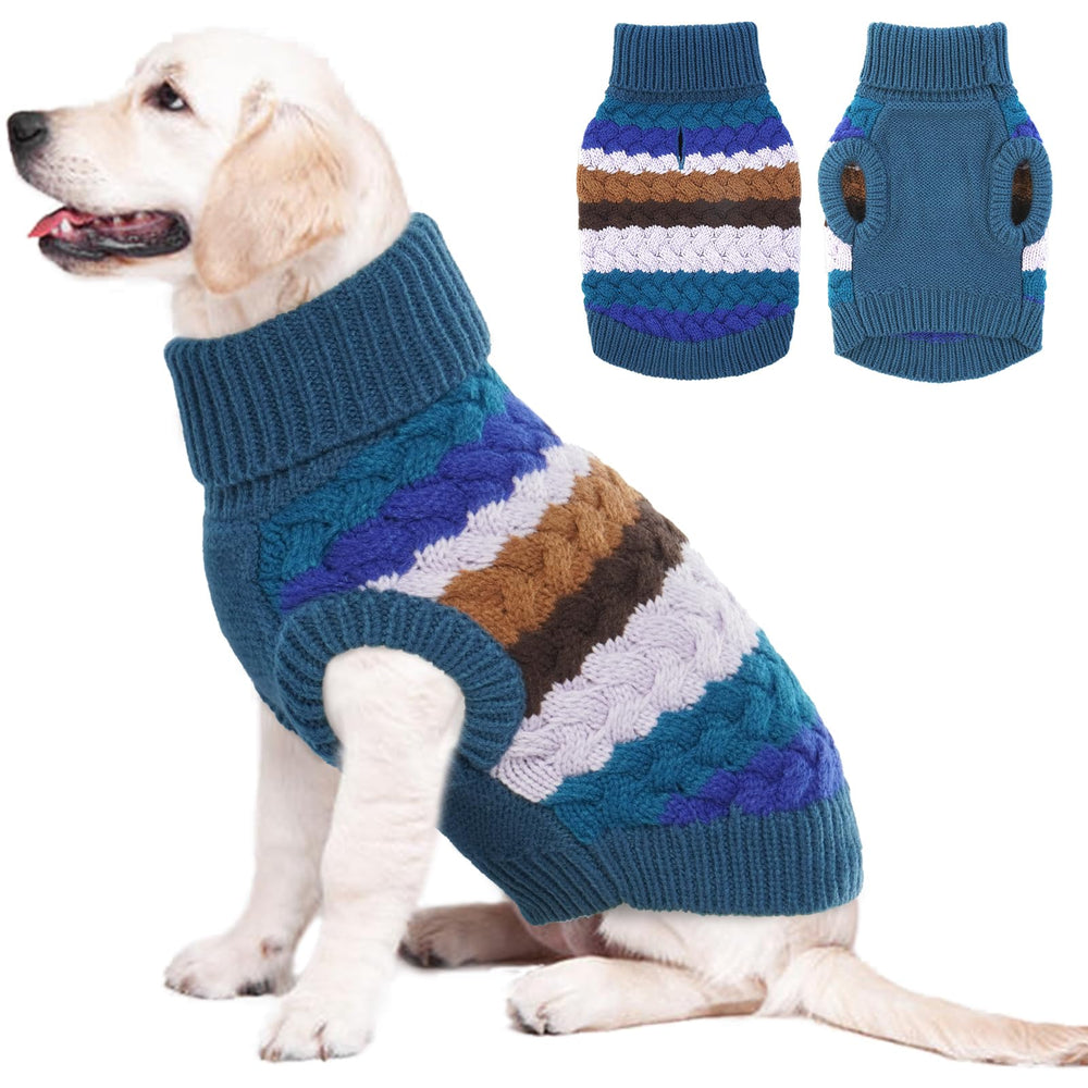 Kuoser dog sweater blue front view keeps large dogs warm and stylish.