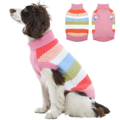 Kuoser dog sweater pink 2XL front view keeps pets warm during chilly walks