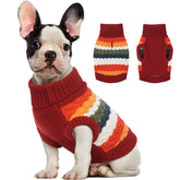 Kuoser dog sweater red turtleneck front view, fuzzy warmth for daily walks