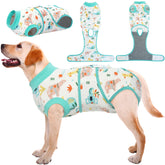 Kuoser recovery suit dog front view helps prevent licking wounds during recovery.