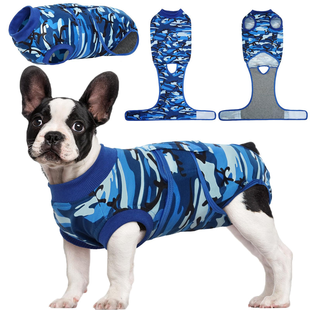 Kuoser Recovery Suit on a dog side view, showcasing comfortable, breathable recovery wear.