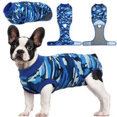 Kuoser Recovery Suit on a dog side view, showcasing comfortable, breathable recovery wear.