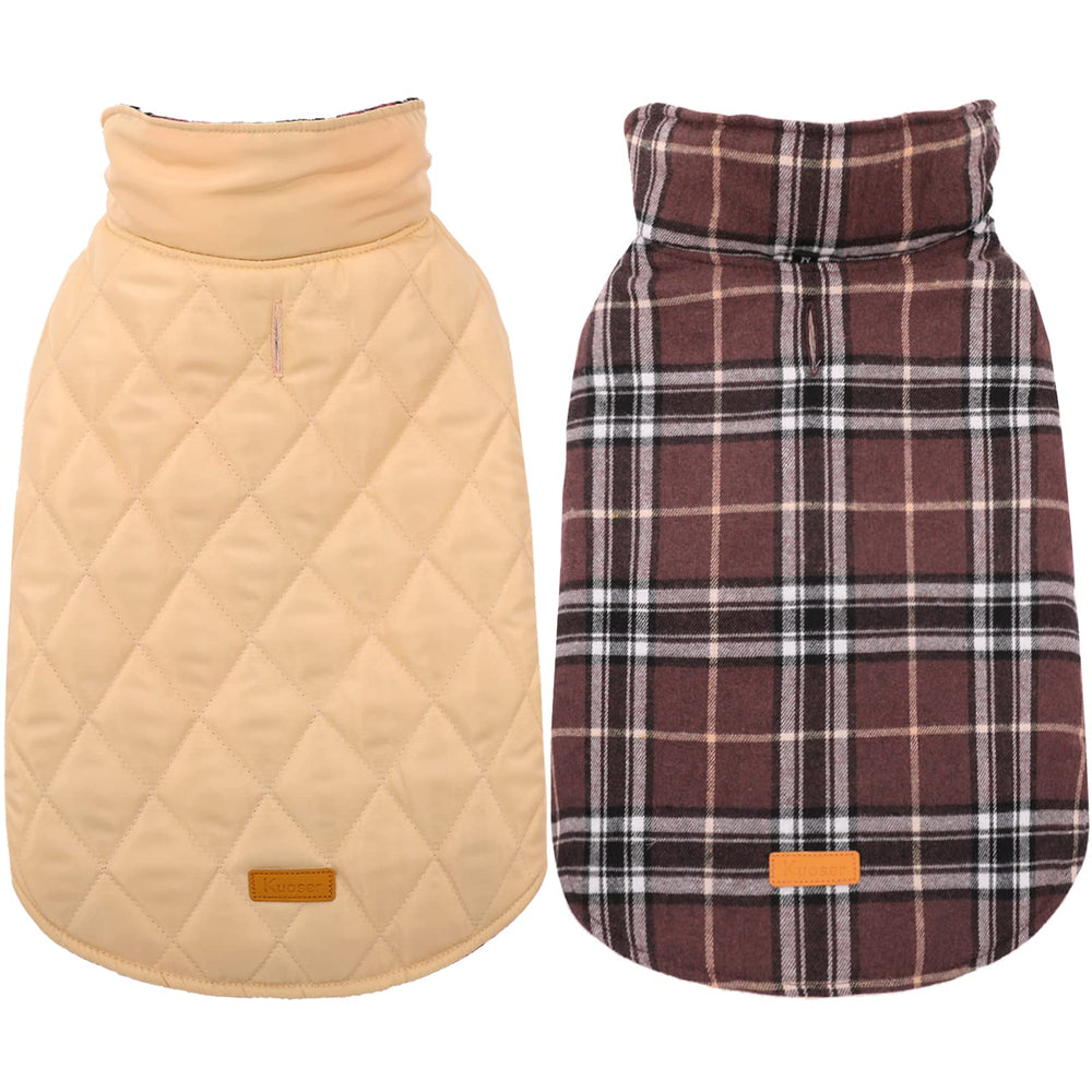 Kuoser Warm Dog Coat front view shows adjustable fit and cozy fleece lining for cold walks.