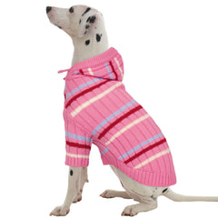 Kuoser XL hooded striped dog sweater keeps large dogs warm on winter walks.