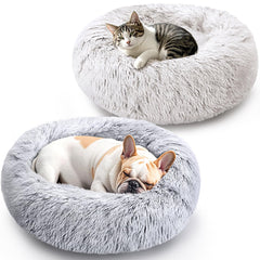 KXK dog and cat bed 2-pack with 20-inch donut design for secure, relaxing naps.