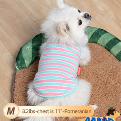 KYEESE 2pack dog shirts stripe fabric closeup highlights soft cotton comfort