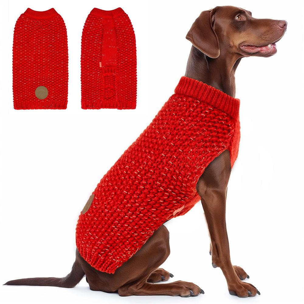 KYEESE dog Christmas sweater large red with leash hole for nighttime visibility
